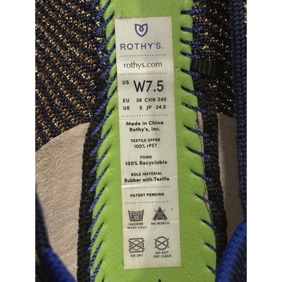 Rothy's The Bow Point Evening Metallic Knit Fabric Ballet Flats Pointed-Toe 7.5 - Picture 8 of 8